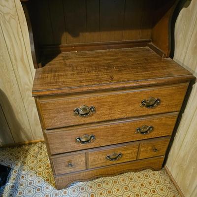 Small 3-Drawer Cabinet w/Hutch Top  (L-JS)