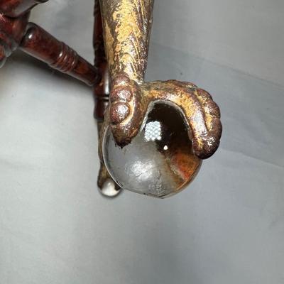 Merriam Brass W/Glass Ball Claw Footed Antique Piano Stool (M-RG)