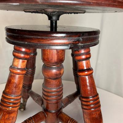 Merriam Brass W/Glass Ball Claw Footed Antique Piano Stool (M-RG)