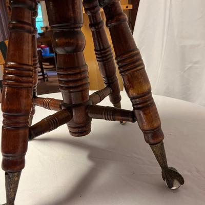 Merriam Brass W/Glass Ball Claw Footed Antique Piano Stool (M-RG)