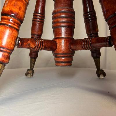 Merriam Brass W/Glass Ball Claw Footed Antique Piano Stool (M-RG)