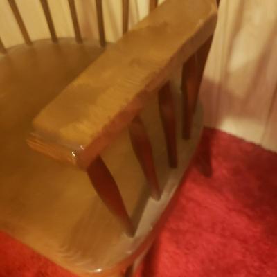 Antique English Walnut Table and Bow Back Windsor Chair (M-KD)