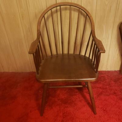 Antique English Walnut Table and Bow Back Windsor Chair (M-KD)