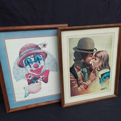 Framed Tom Wood Clown Art (OB4-BBL)