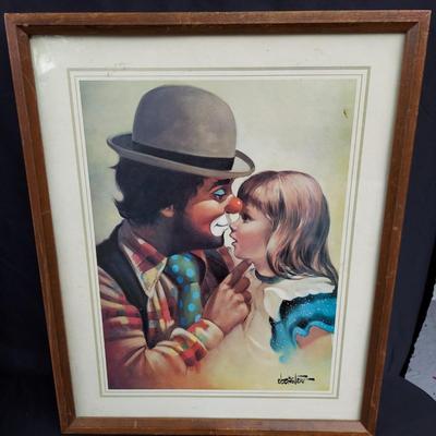 Framed Tom Wood Clown Art (OB4-BBL)