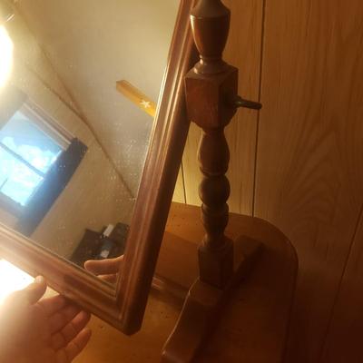 Unique Wooden Desk, Junique Lamp and Dresser Top Mirror (M-KD)