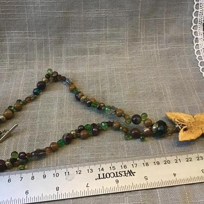 Carved Style Glass Multi Color Beaded Necklace