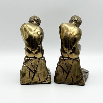 Pair (2) ~ Antique Bronze Thinking Man Bookends