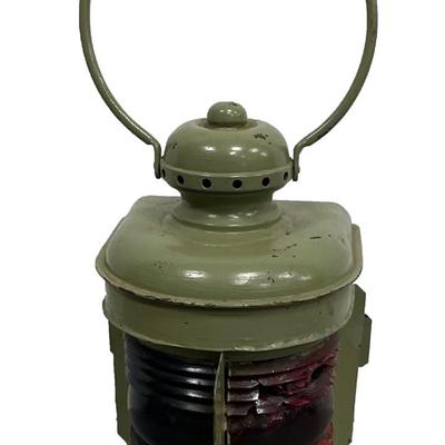 Vintage National Maritime Red & Blue Light Kerosene Hanging Lantern Lamp