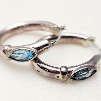 Lot #7  Lovely pair of Contemporary Sterling/Blue Topaz Pierced Earrings