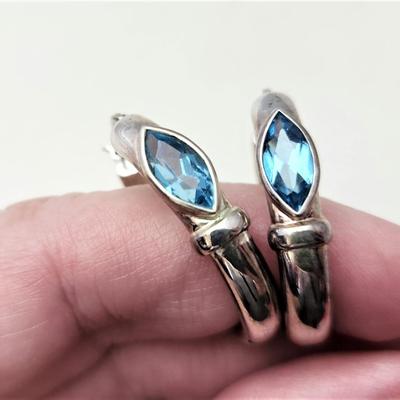 Lot #7  Lovely pair of Contemporary Sterling/Blue Topaz Pierced Earrings