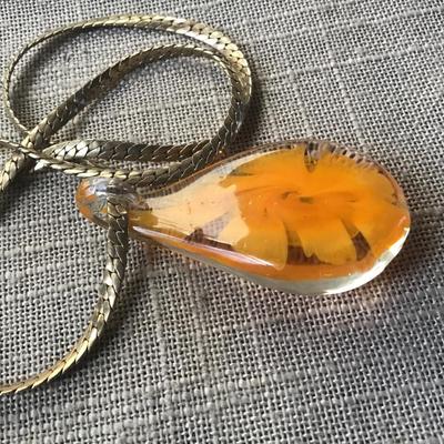 Glass Pendant with Chain
