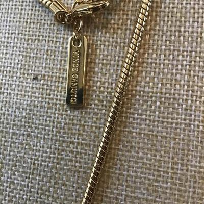 Vince Camuto Long Pendant W/ Tassels Gold Tone Necklace  New