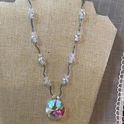 Aurora Borealis Crystal Necklace. With Baby Crystal  Beads
