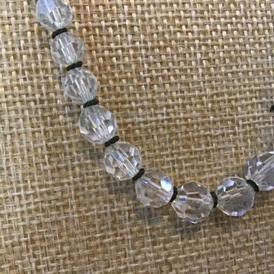 Vintage Necklace Art Deco Filigree BrassLeaf Clasp  Pendant Crystal