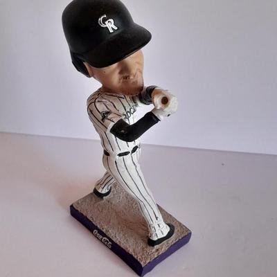 Colorado Rockies 20th Anniversary Season Bobble Head Collectible Larry Walker # 6 in series of 10 with field caught baseball