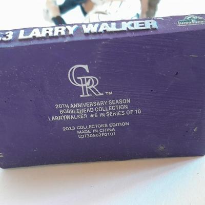 Colorado Rockies 20th Anniversary Season Bobble Head Collectible Larry Walker # 6 in series of 10 with field caught baseball