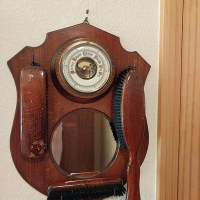 ANTIQUE WALL HUNG VALET WITH A BAROMETER