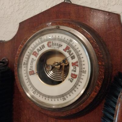 ANTIQUE WALL HUNG VALET WITH A BAROMETER