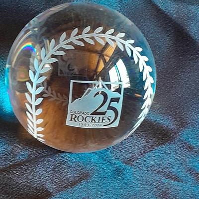 Colorado Rockies Etched 25 1992-2018 Glass Baseball in case