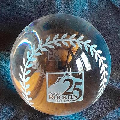 Colorado Rockies Etched 25 1992-2018 Glass Baseball in case