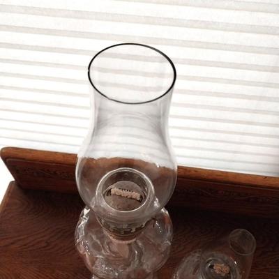 2 ANTIQUE GLASS OIL LAMPS