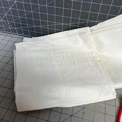 RED Pile of Vintage Linens