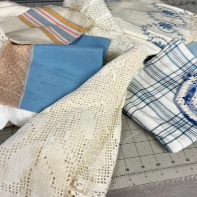 Blue Pile of Vintage Linens