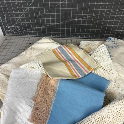 Blue Pile of Vintage Linens