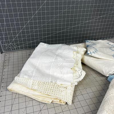 Blue Pile of Vintage Linens