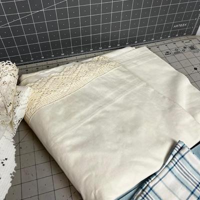 Blue Pile of Vintage Linens