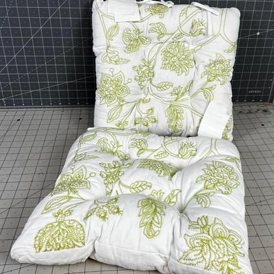 2 Springy Embroidery Cushions. White with Green Thread