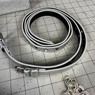 3 NEW Belts and Evening Purses SILVER Tones