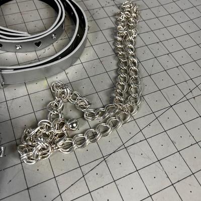 3 NEW Belts and Evening Purses SILVER Tones