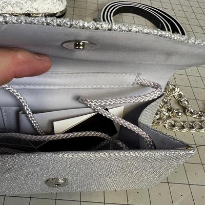 3 NEW Belts and Evening Purses SILVER Tones