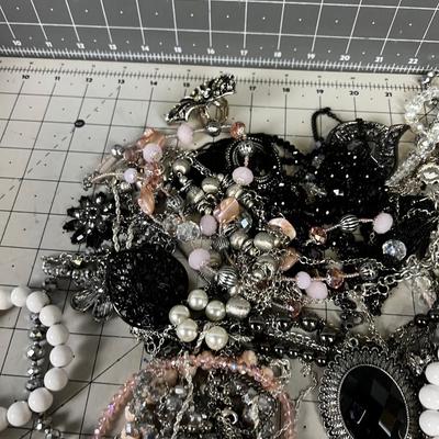NEW Costume Jewelry; Pink, Black, Silver, 