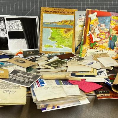 Largest Lot of PAPER EPHEMERA: Photo, News Paper, Maps, Manuals, Atlas, 