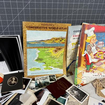 Largest Lot of PAPER EPHEMERA: Photo, News Paper, Maps, Manuals, Atlas, 
