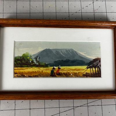 Small Oil Painting, Asian Farm Scene