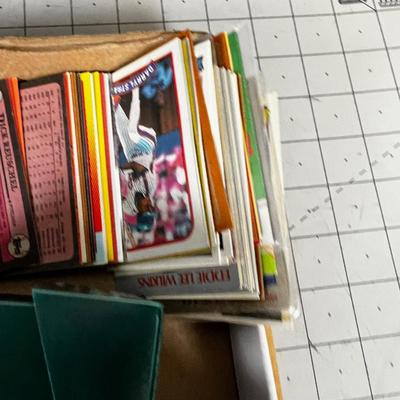 Tray of Vintage Toys: Baseball Cards, Baseball, Car, Dinosaur etc.