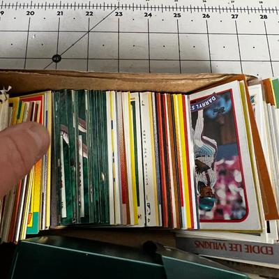 Tray of Vintage Toys: Baseball Cards, Baseball, Car, Dinosaur etc.