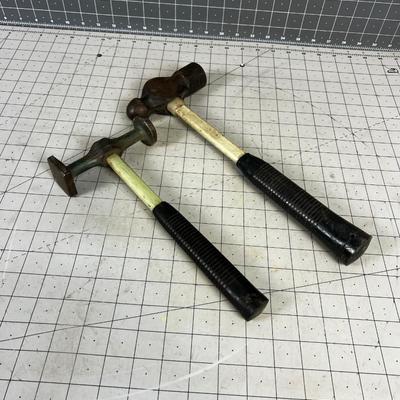 2 Hammers; Ball Pen and Auto Body with Fiberglass Handles 