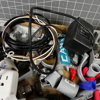 Tray of Electrical Plastic Conduit and Wire 