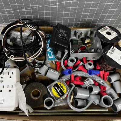 Tray of Electrical Plastic Conduit and Wire 
