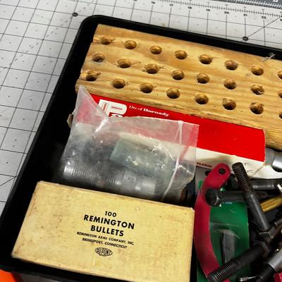 Mixed Lot of Re Loading Item: Die Sizer, Bullet Tray, Primers etc. 