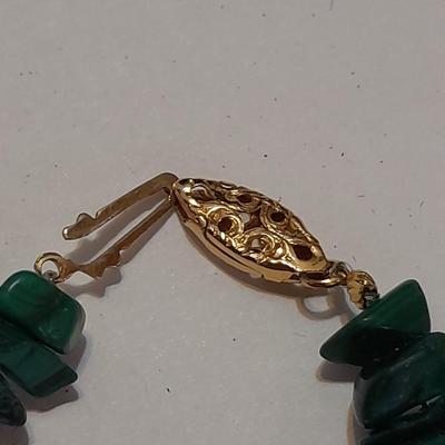 BEAUTIFUL Green Malachite Fan Natural Stone Statement Necklace