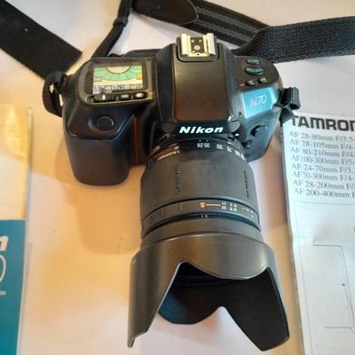 Nikon N70 35mm with lens, camera bags, and many other accessories