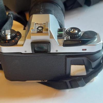 Pentax 35 mm camera Super Program Vivitar Series lens, Large Tamrac camera bag and MANY accessories