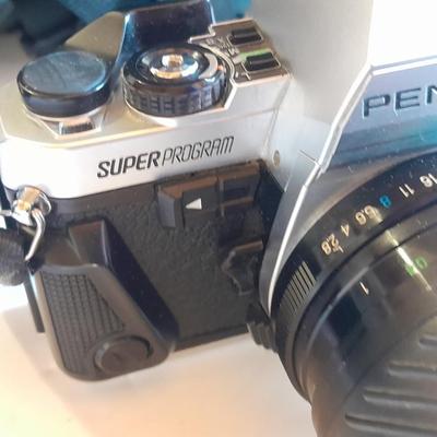 Pentax 35 mm camera Super Program Vivitar Series lens, Large Tamrac camera bag and MANY accessories
