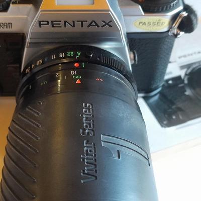 Pentax 35 mm camera Super Program Vivitar Series lens, Large Tamrac camera bag and MANY accessories